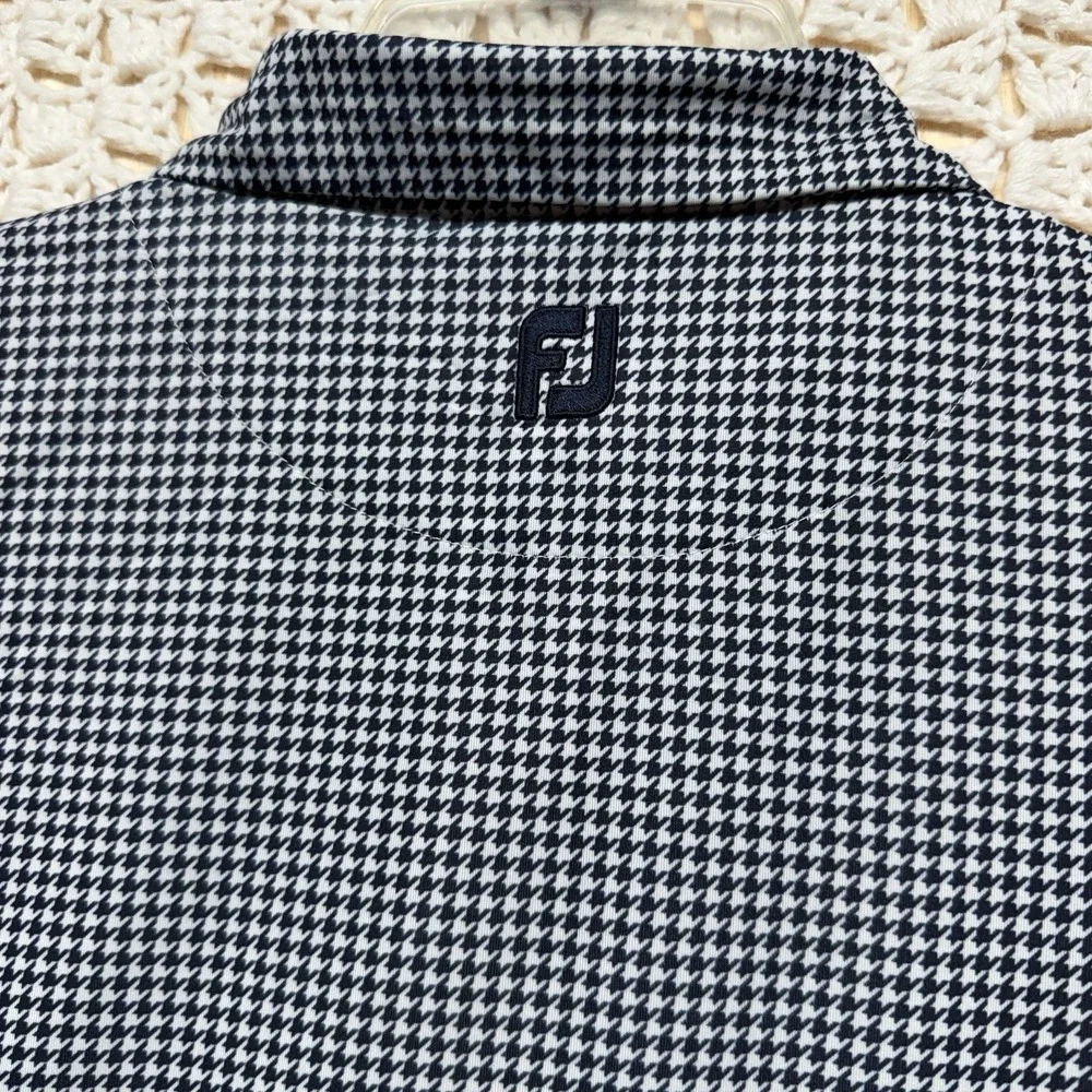 Footjoy Golf Pullover Men's Sz M Blue White Geometric 1/4 Quarter Zip  Long Slv